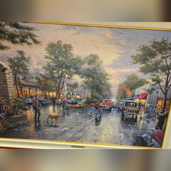 STUNNING THOMAS KINKADE CARMEL SUNSET on the ocean painting - Picture 6 of 16